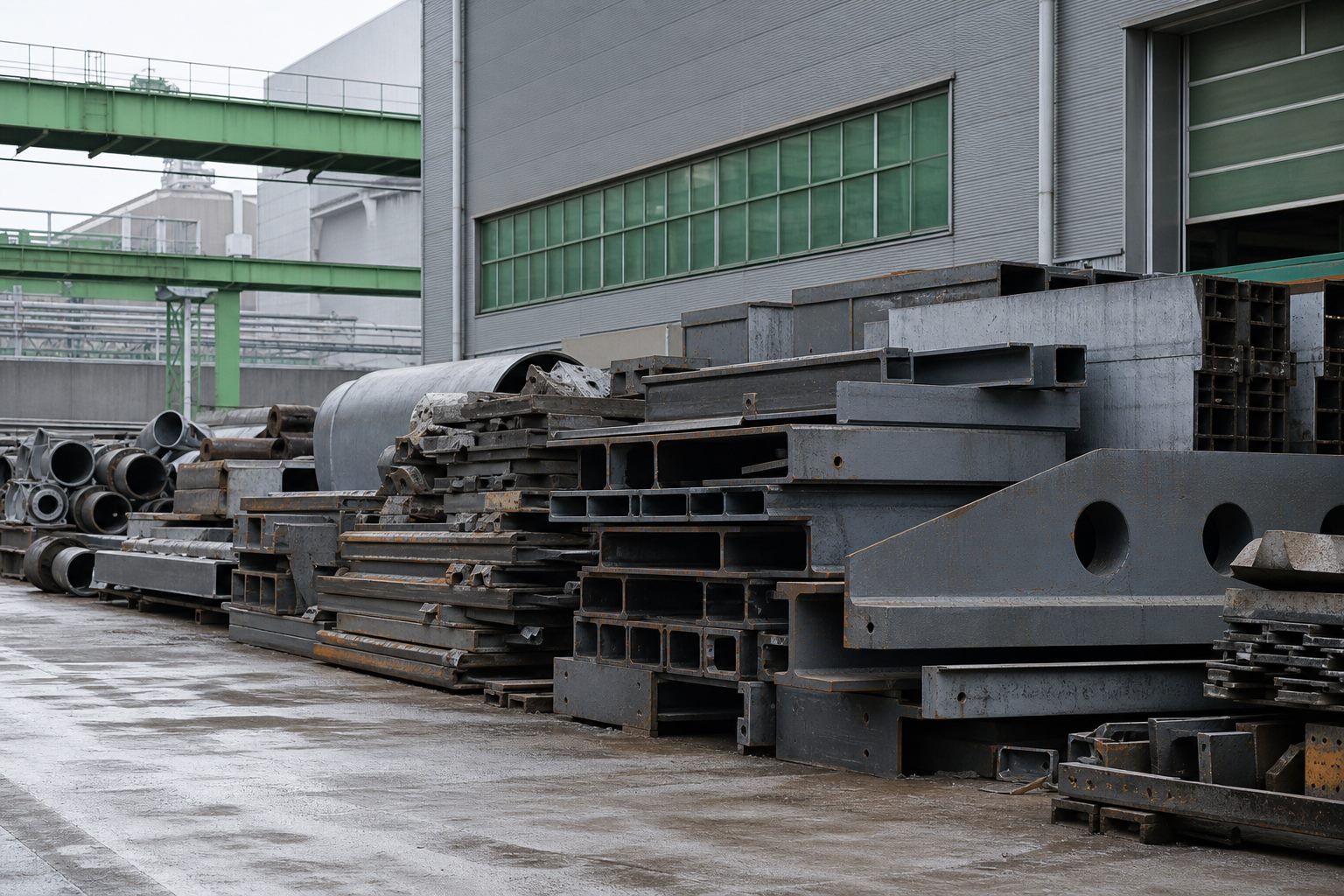 Schwere Stahlteile und Industrieschrott zur Verwertung