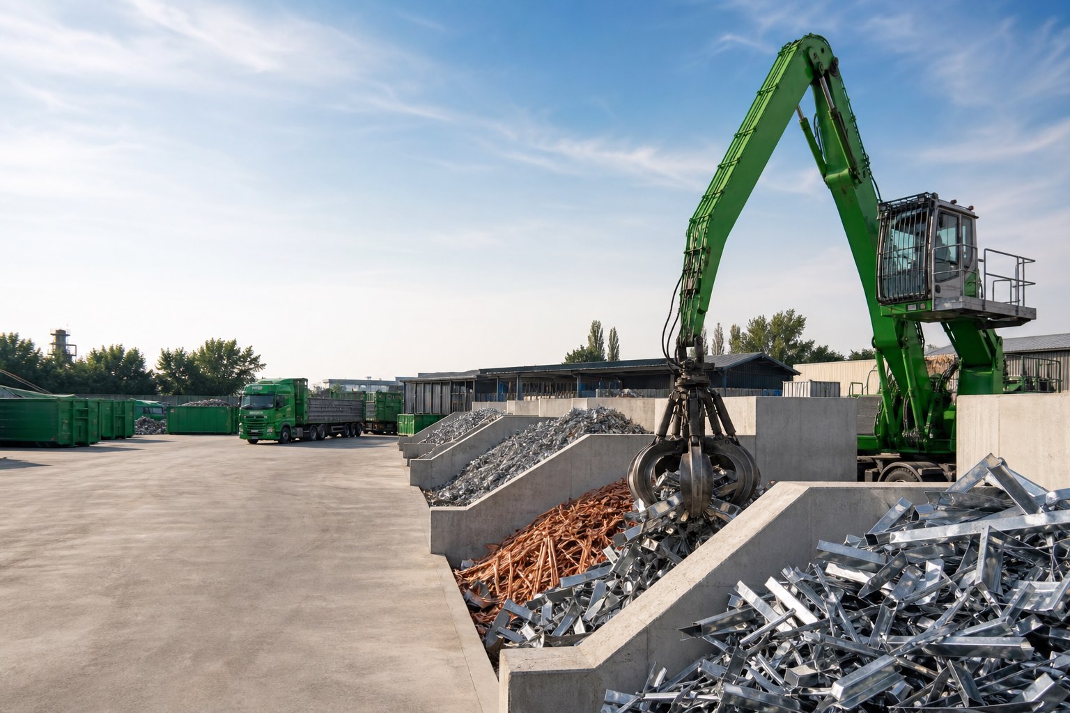 Sortierte Metalle auf einem modernen Recyclinghof