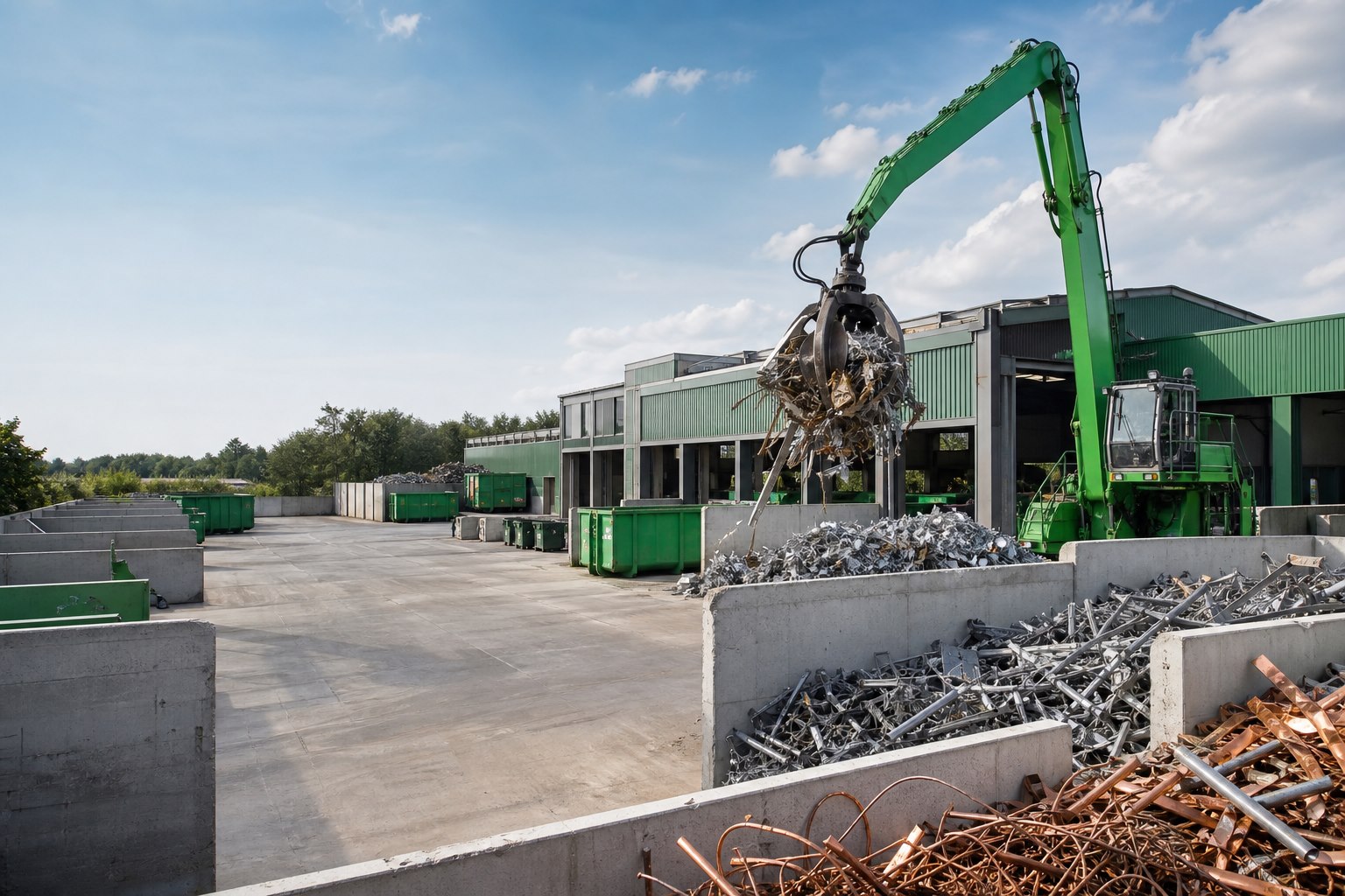 Moderner Recyclinghof mit Materialumschlag